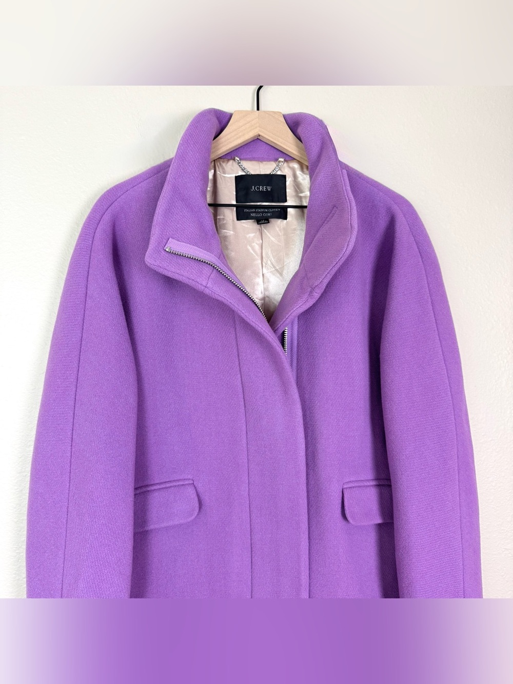J. Crew Cocoon Coat Italian Stadium Cloth Wool Blend Wisteria Purple Size 14 - Picture 2 of 9